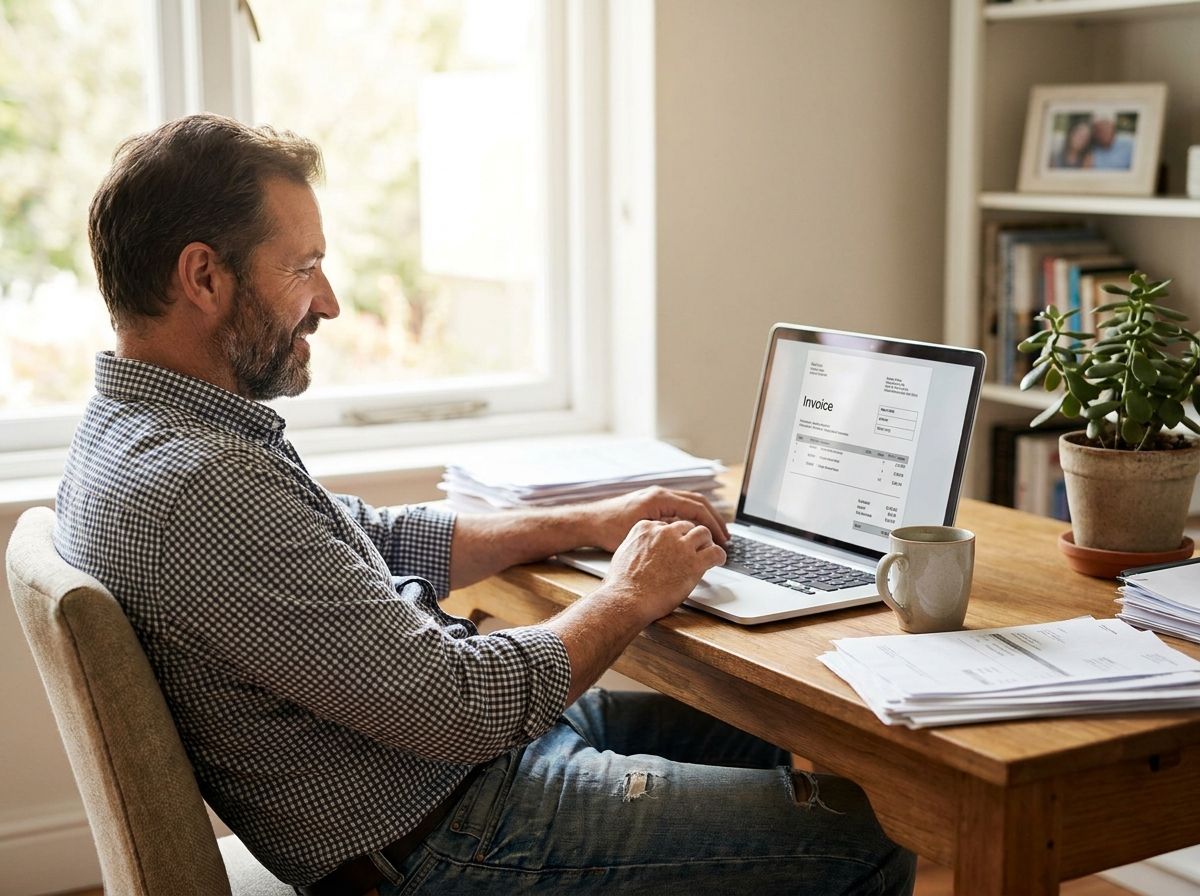 An invoice and a polite payment reminder on a laptop screen