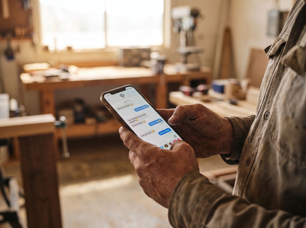 A phone showing WhatsApp and Facebook enquiry threads